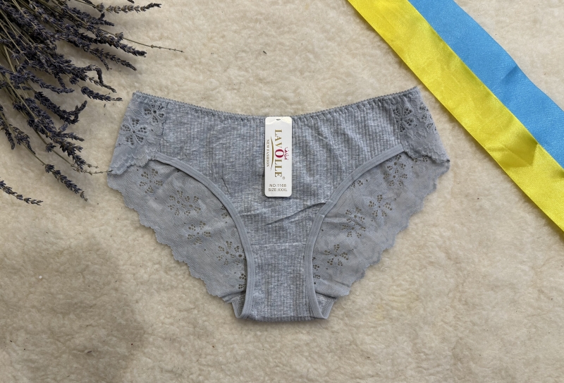 Труси в рубчик з мереживом 1168